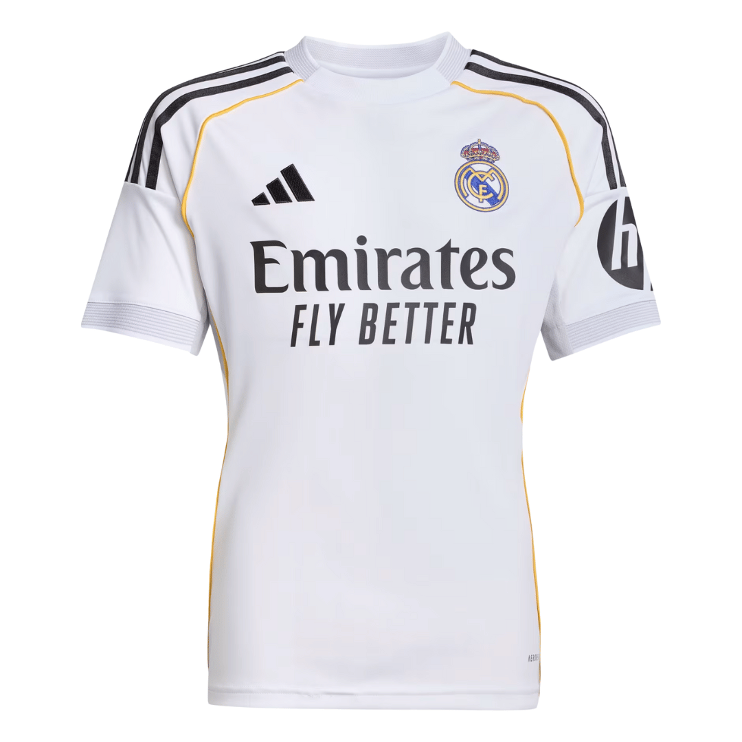 CAMISETA INFANTIL PERSONALIZADA ADIDAS REAL MADRID LOCAL 25/26 MBAPPE